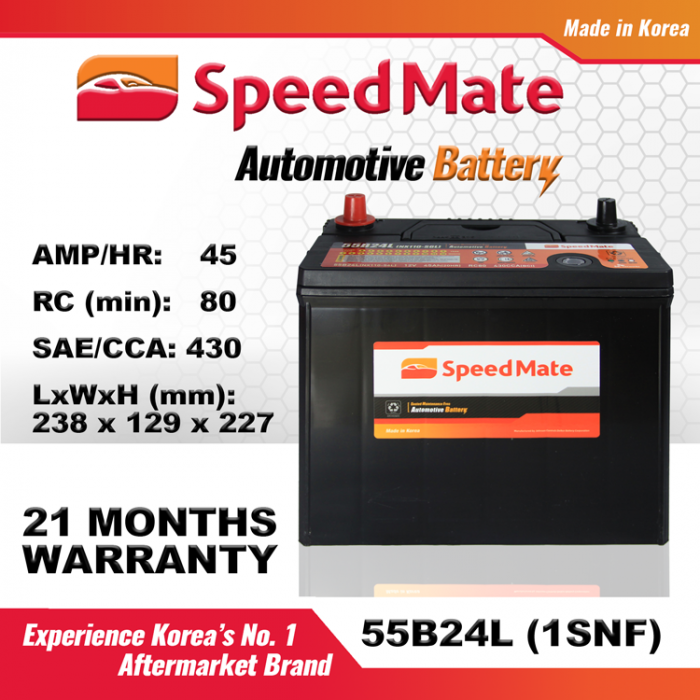 Speedmate Car Battery 55b24ls 1snf Standard Post Maintenance Free For Honda Civic Honda Crv Mazda Miata Mitsubishi Mirage Toyota Corolla Toyota Vios Toyota Yaris Lazada Ph