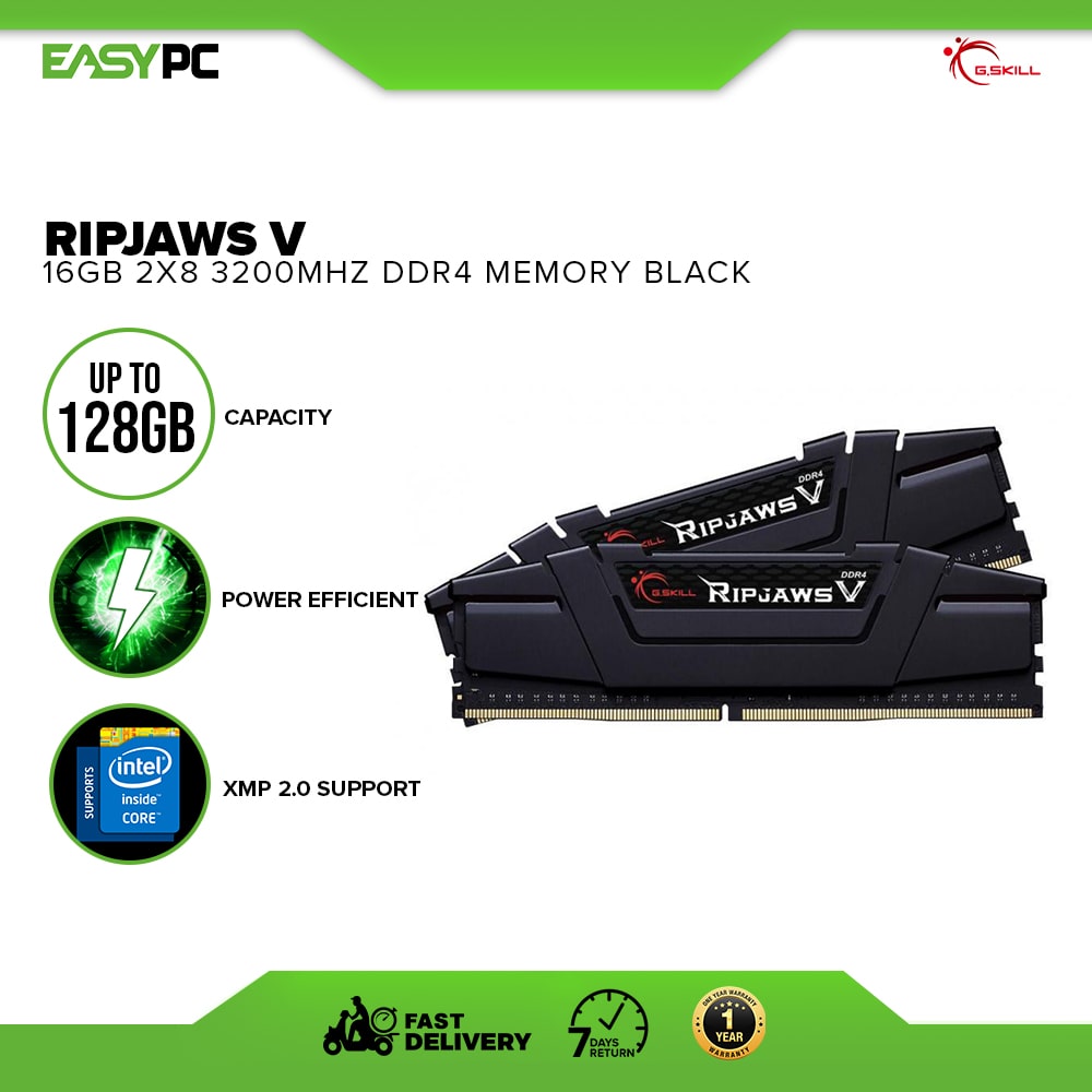 G.Skill Ripjaws V 16GB (2x8) Dual 3200MHz,Intel and AMD supported,Plug N Play,Cheapest Gaming Memory for Desktop,Best Memory for High Level Graphics Intense Experience,Budget Friendly for Gaming Enthusiast,Overclocked for better