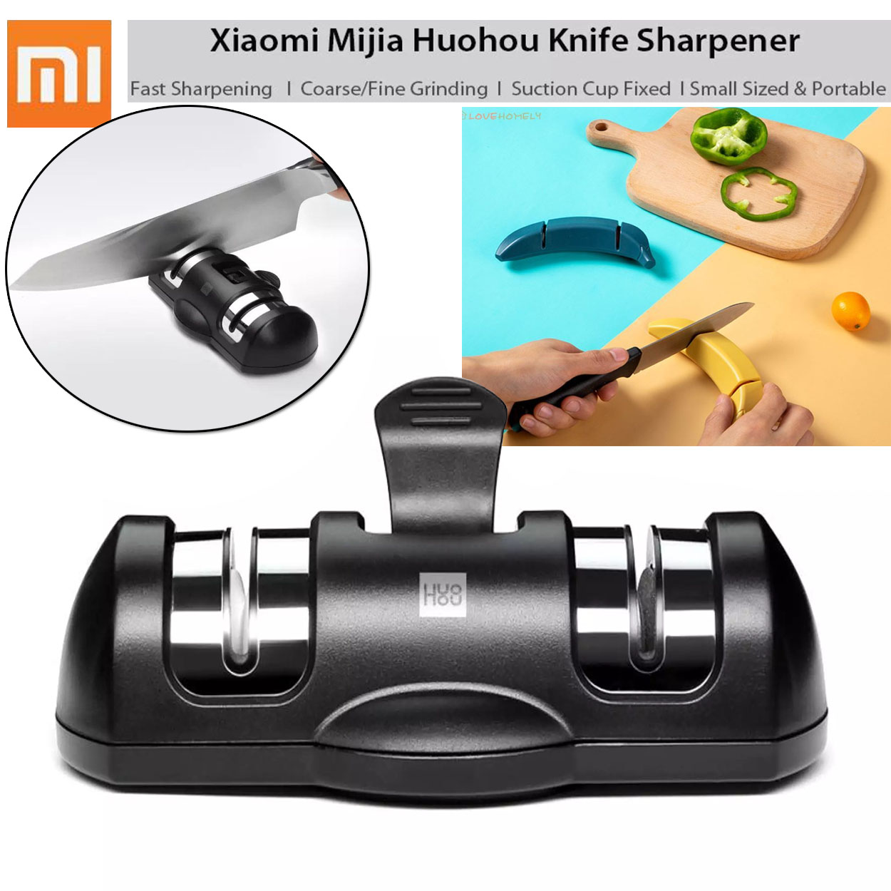 Huohou Fixable Knife Sharpener, Mini Knife Sharpener Huohou