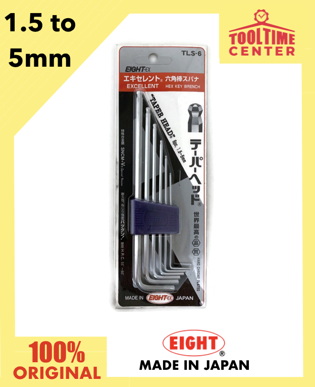 6pc. Eight Extra Heavy Duty Long Arm Taper Head Hex Allen Key Wrench