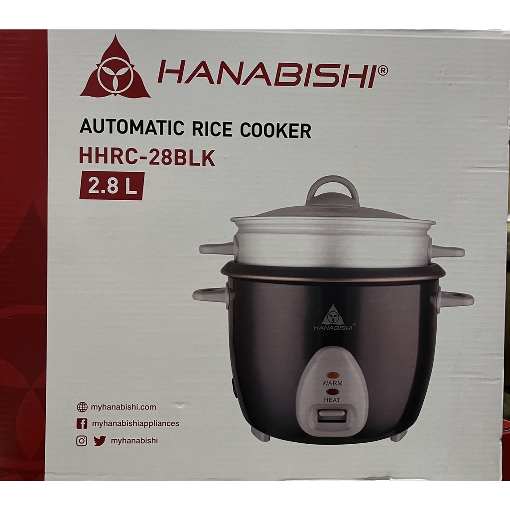 Hanabishi Rice Cooker HHRCCERC in 3 capacities (1.5 Liter, 1.8 Liter, 2.2  Liter) Non-toxic ceramic coating