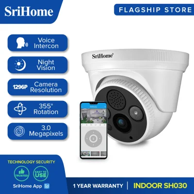 SRICAM SriHome SH030 3MP 1296P Wi-Fi CCTV Two-Way Audio Motion Detection Mobile Remote View Night Vision CCTV Indoor IP Camera