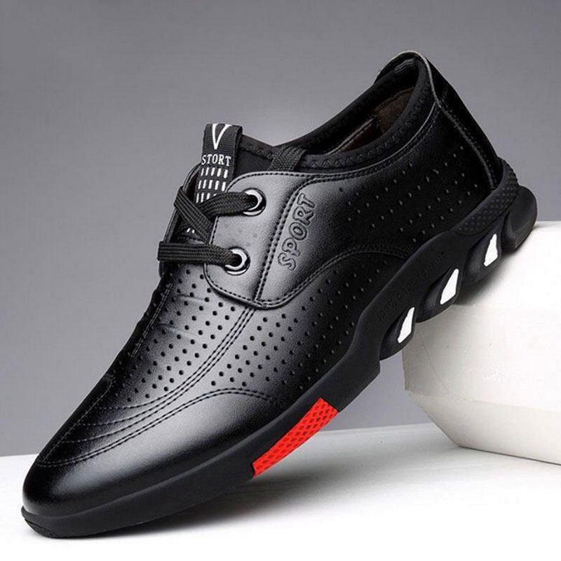 Men Women Leather Shoes Slip 
