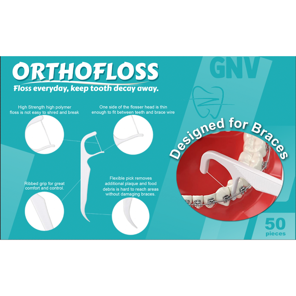 ORTHOFLOSS Floss for braces (Orthodontics flosser) 50pcs Lazada PH