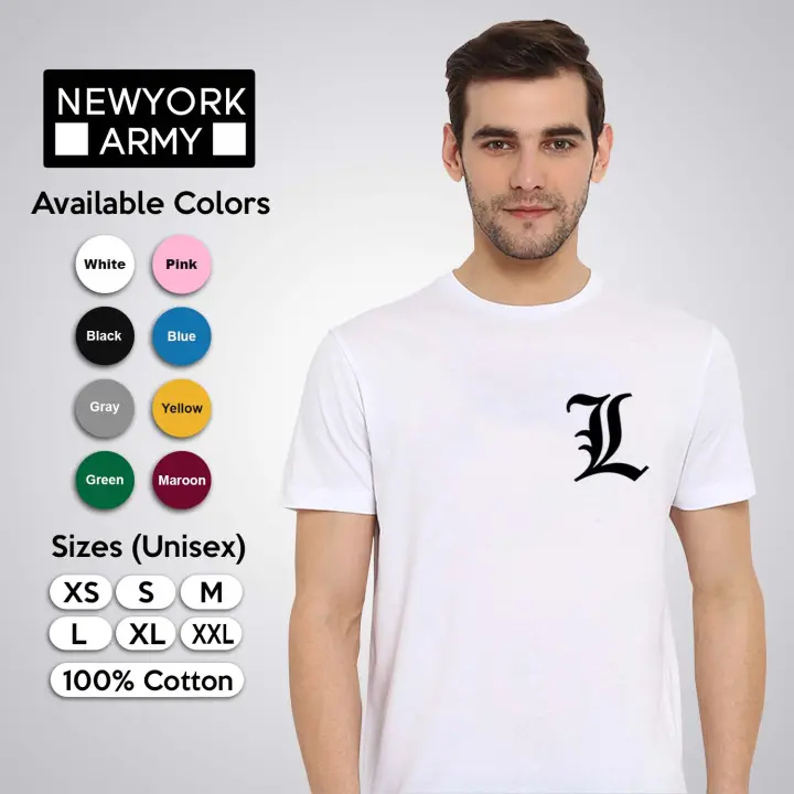 Newyork Army Death Note L Unisex T Shirt Tshirt For Men Roundneck Statement Shirt For Ladies Women Lazada Ph