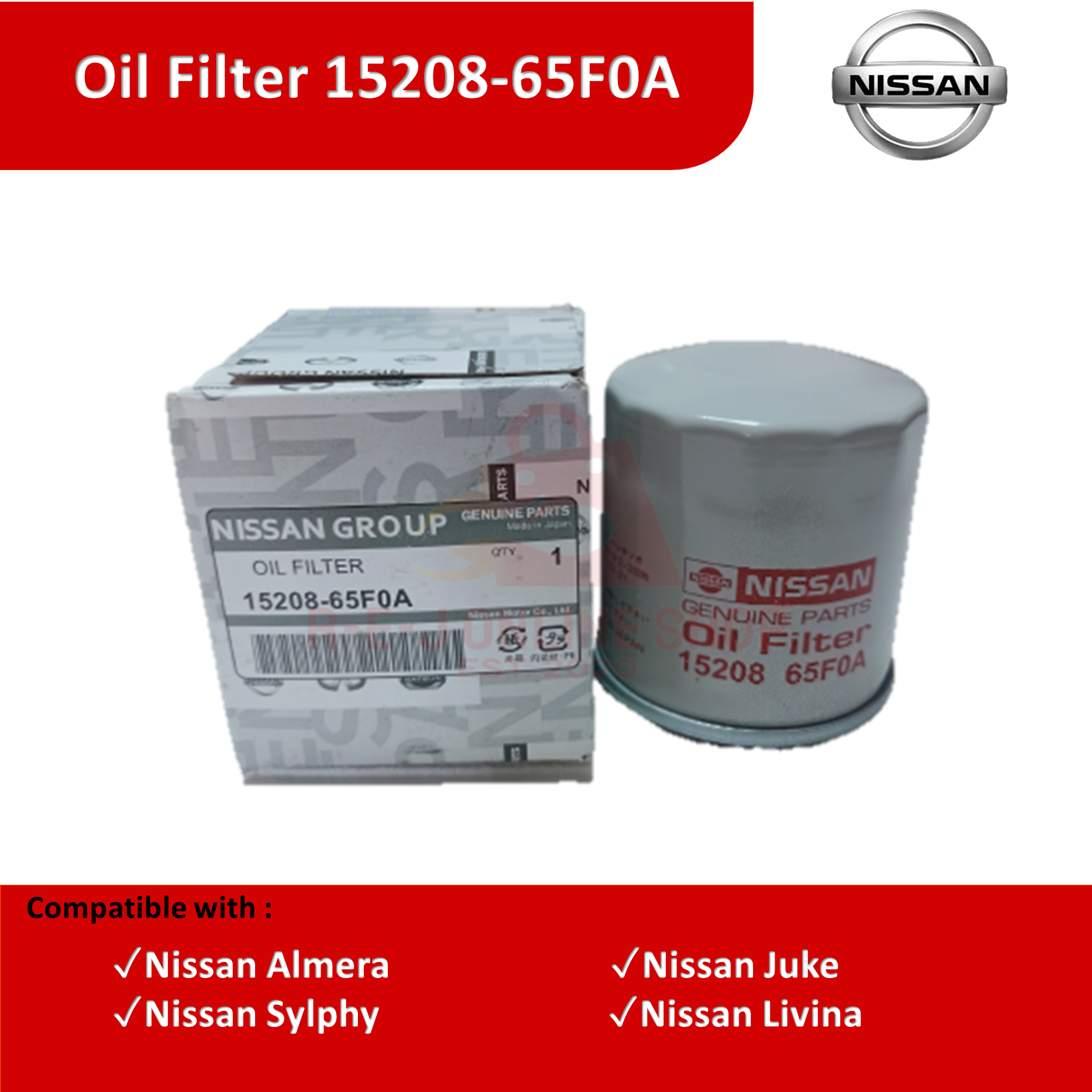 Oil Filter (1520865F0A) for Nissan Almera / Juke / Sylphy / Livina