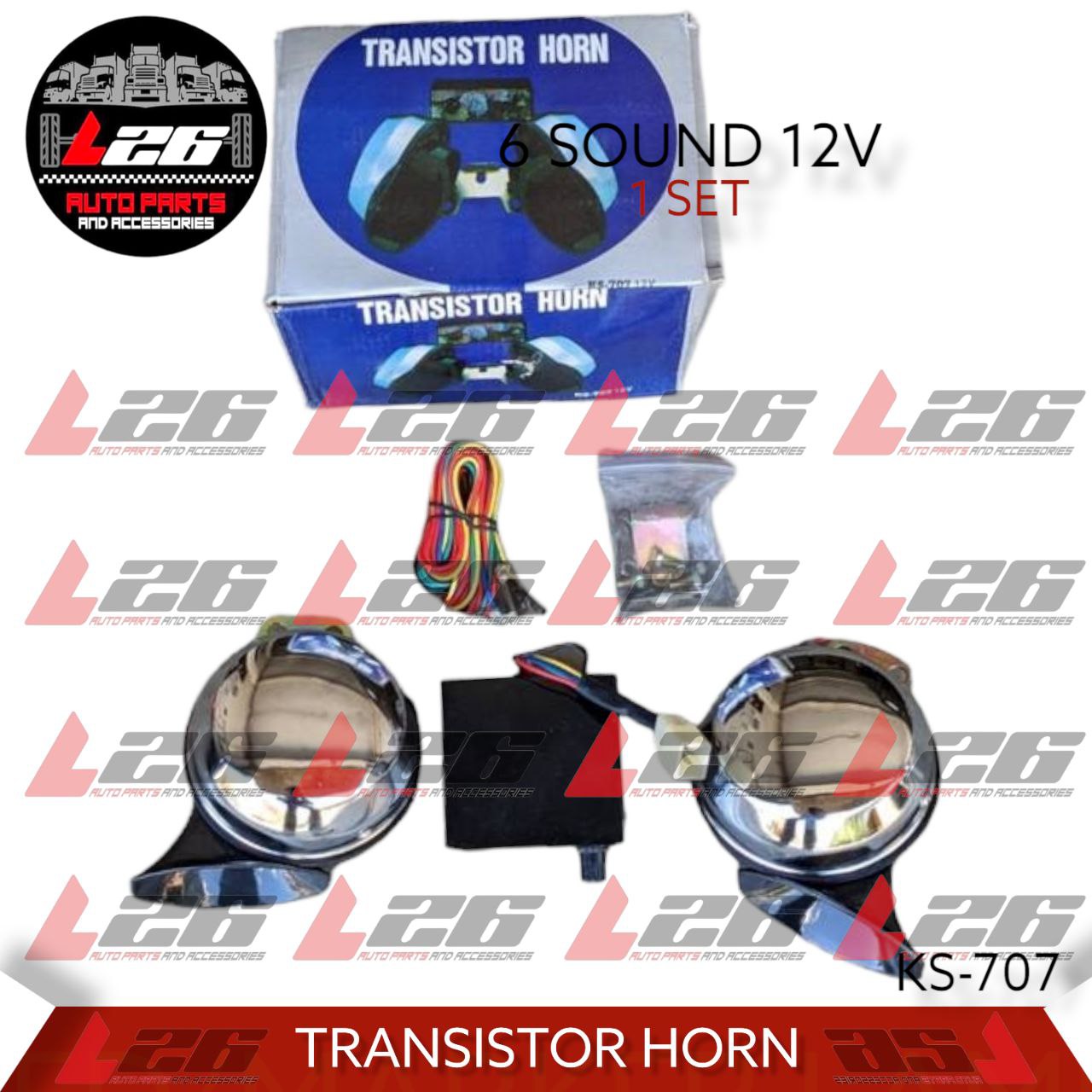 6-Tonet Fanfare Horn Kit - 12V Universal Transistor Horn - 2x Horn (1 sæt)  - Horn -  ApS