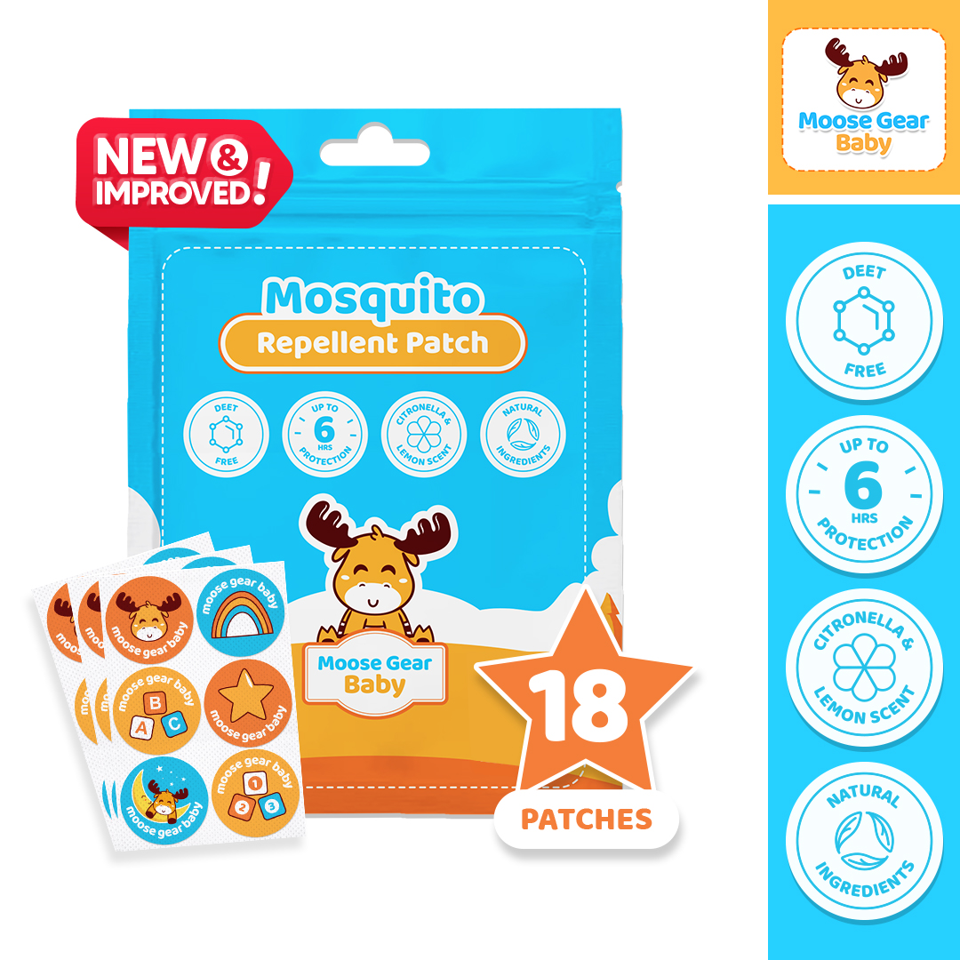 Moose Gear Baby Mosquito Patch Citronella & Lemon Scent (18 Pcs) [New and Improved!] Moski Tiny