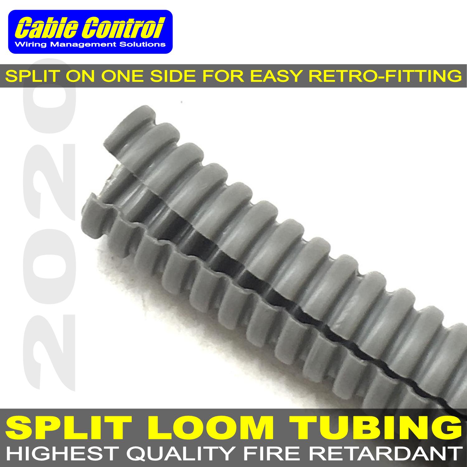 Cable Control SPLIT LOOM TUBING GRAY AWG 4 , 12mm , 5M , Fire retardant