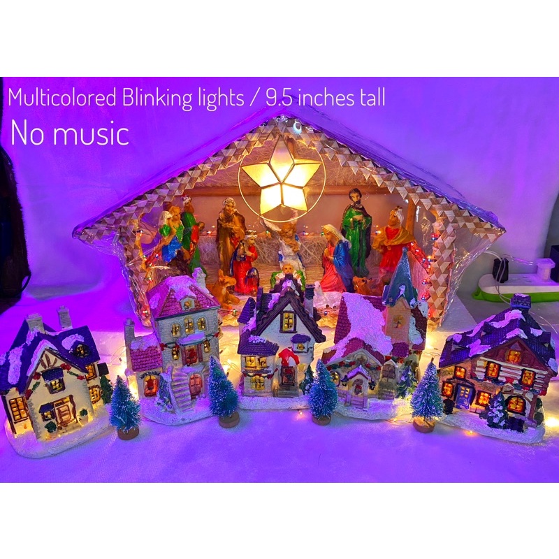 Christmas Belen With Multicolor Blinking Lights Nativity Set (with