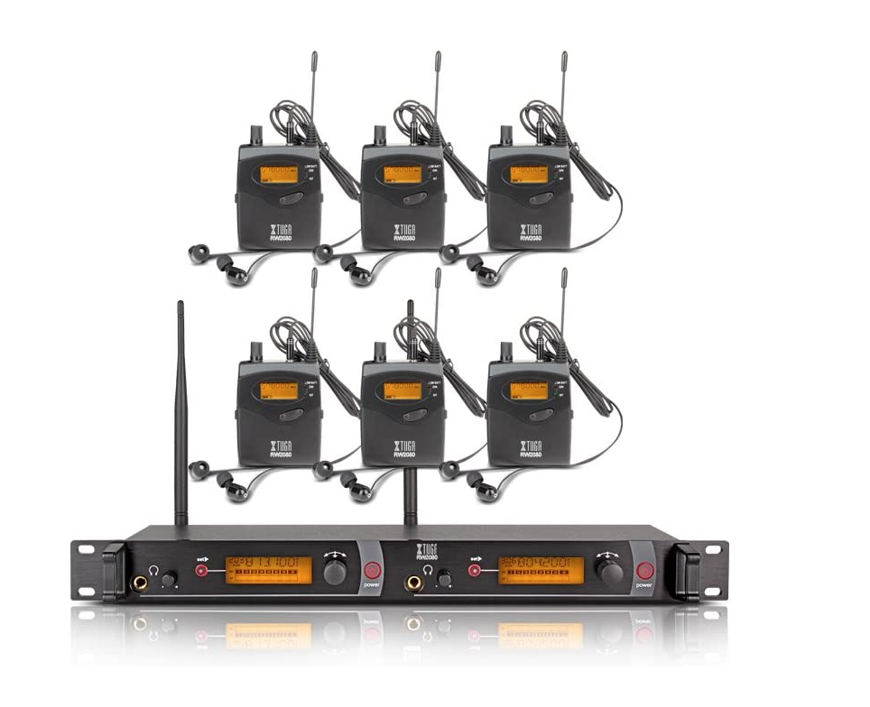 XTUGA RW2080 in Ear Monitor System 2 Channel 6 Bodypack with