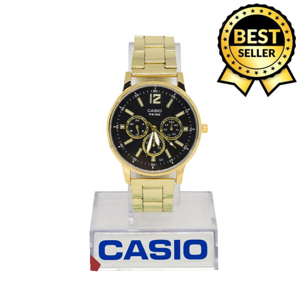 Casio 3 Chronograph Black Watch for Men(Gold) | Lazada PH