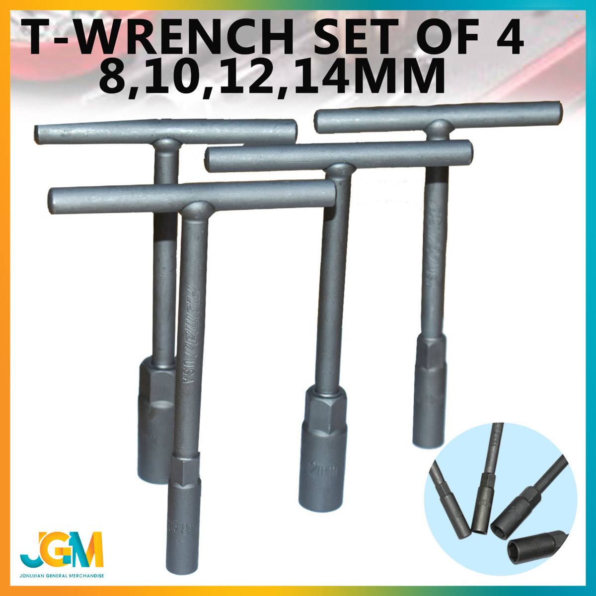 Heavy Duty TWrench Set Of 4 T Handle Socket Wrench 8mm 10mm 12mm