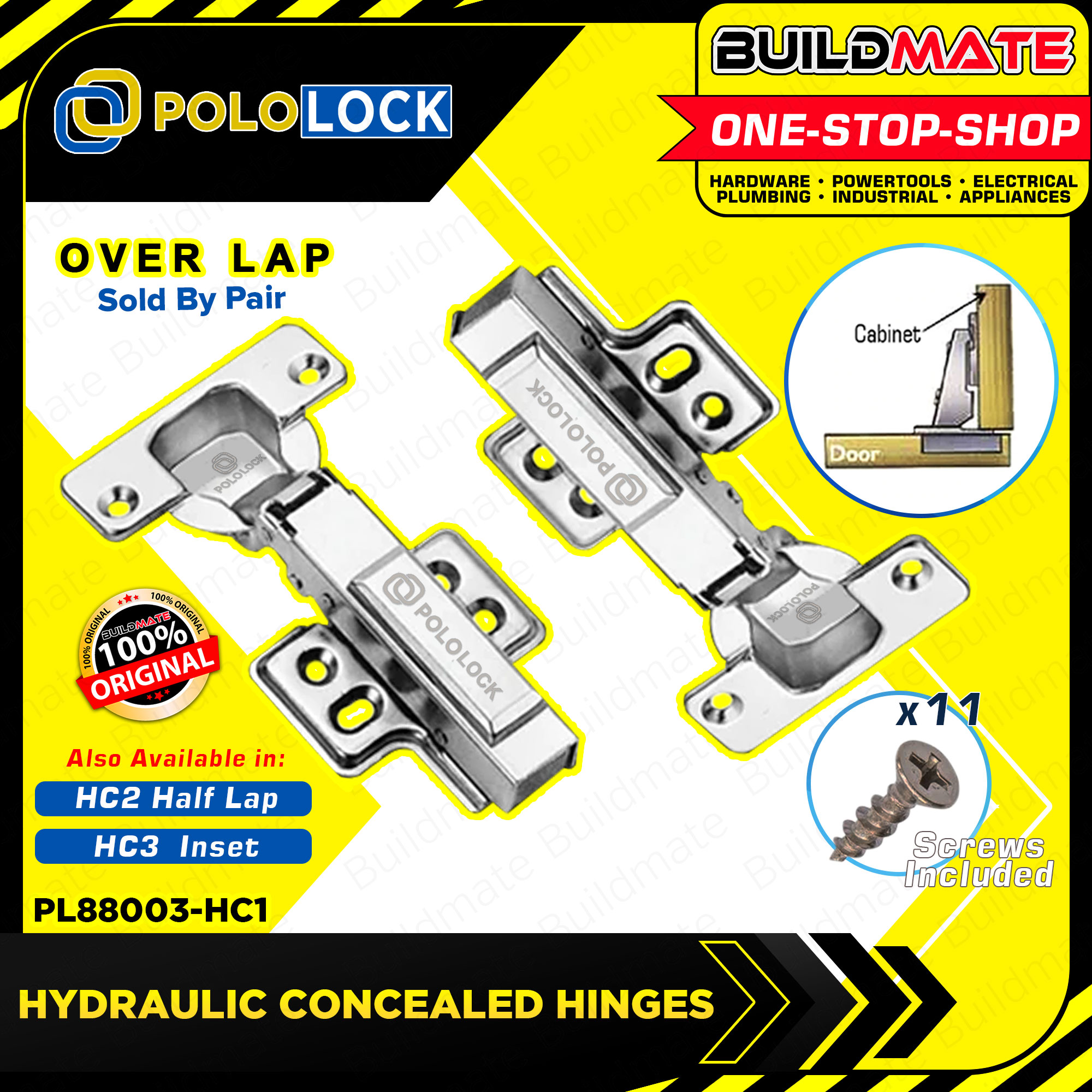 PLL Hydraulic Soft Close Concealed Hinges Over Lap Half Lap Inset