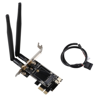 PCI-E X1 to M.2 NGFF E-Key WiFi Wireless Network Adapter Converter Card with Bluetooth for Desktop PC thumbnail