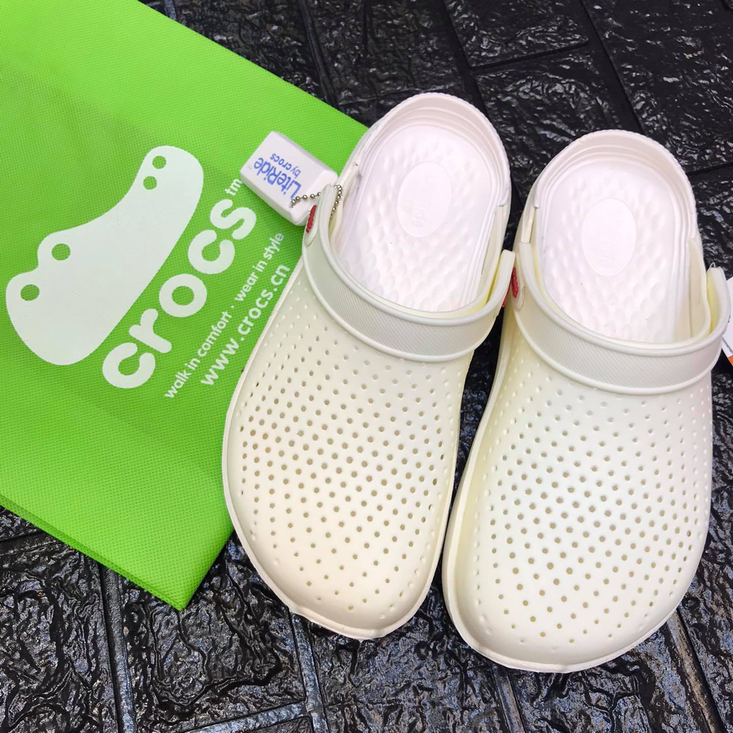 cream crocs