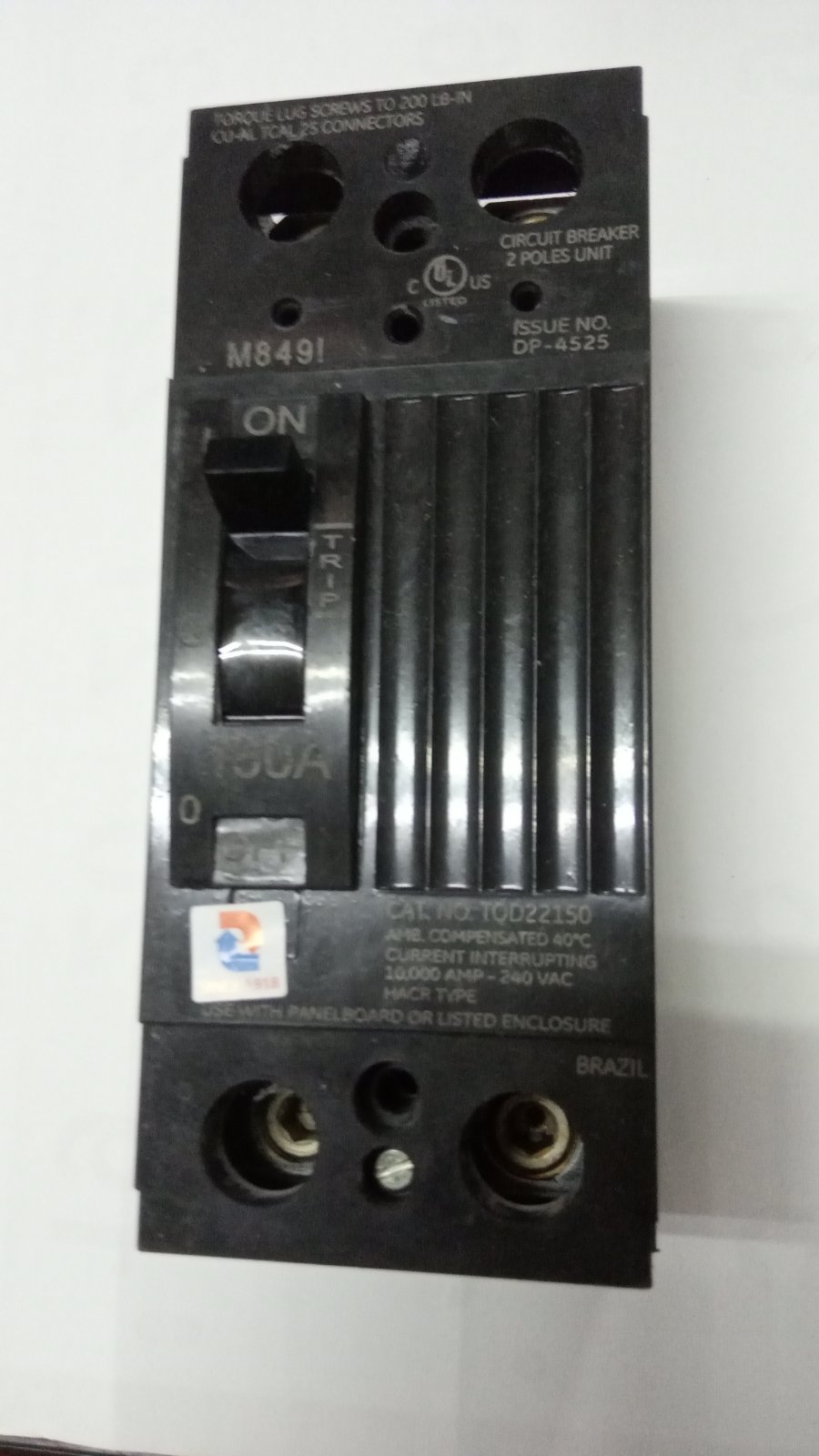 GE Breaker Circuit Breaker ORIGINAL TQD 150 Amperes 2 Pole BoltOn Type
