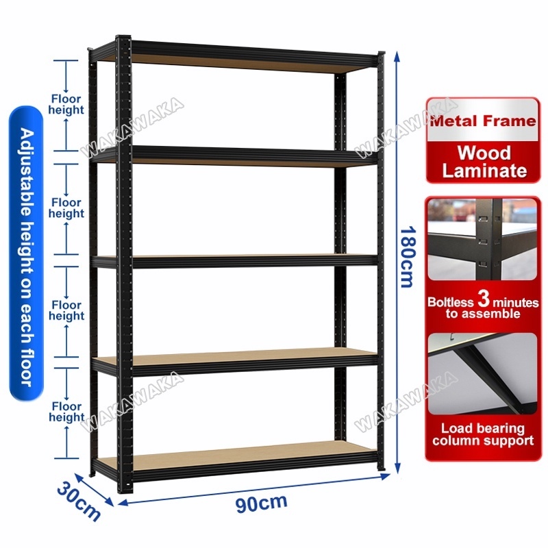 The grocery retail [Bearing 500KG]Steel Rack Boltless Rack 5 Layer