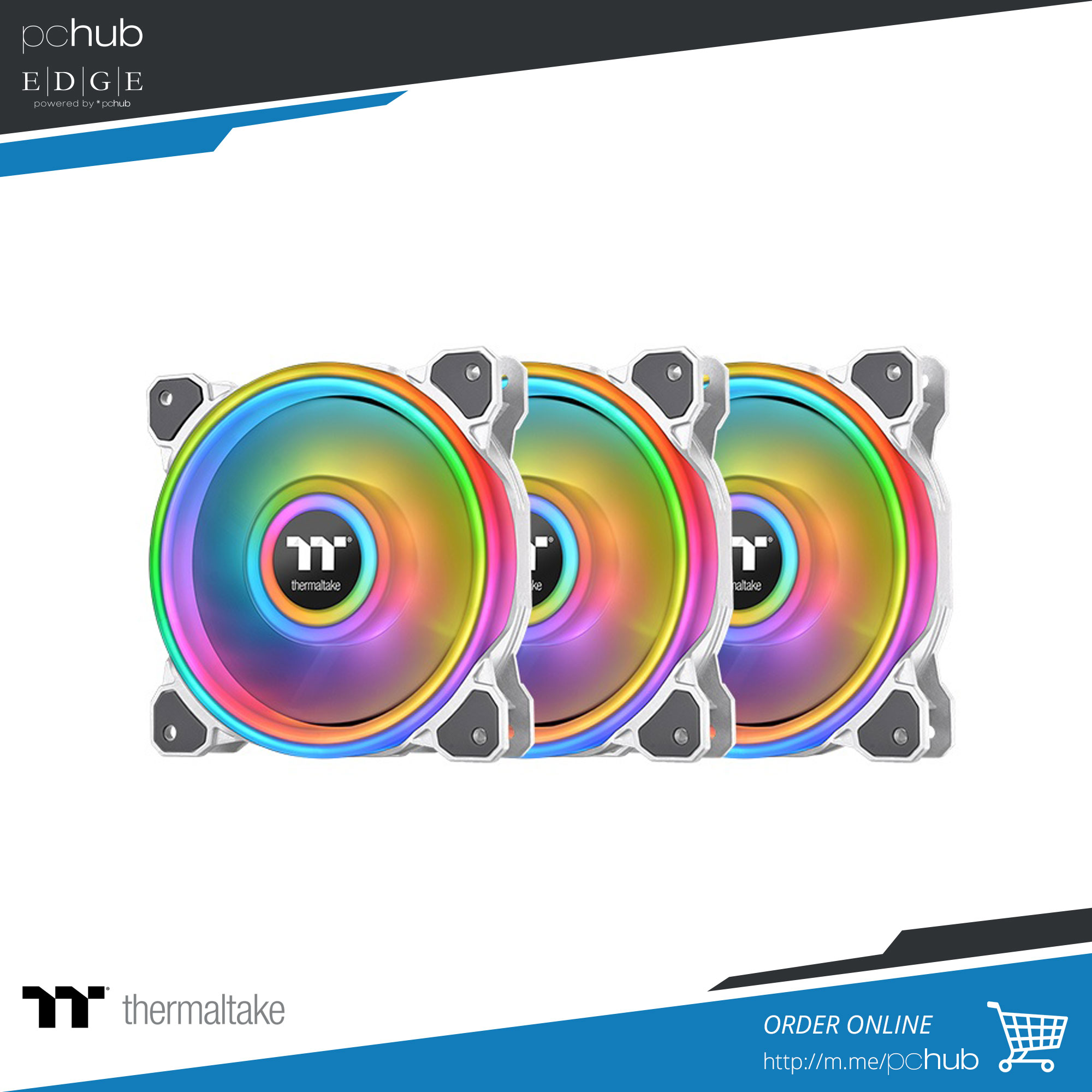 PChub | Thermaltake TT Riing Quad 12 Trio RGB, 120mm, white, 3 Pack, 40 ...