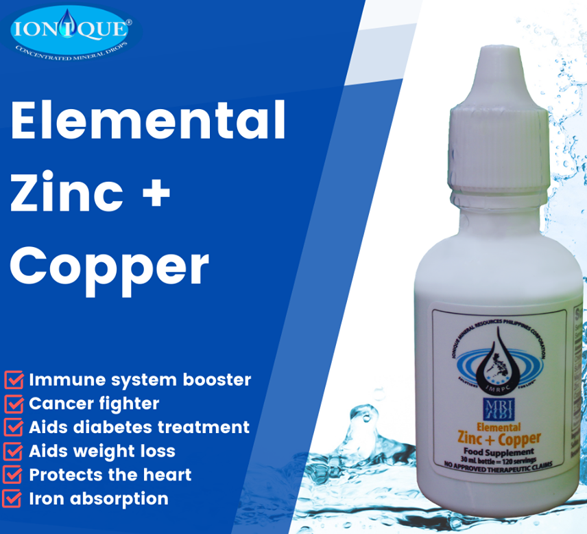 MRI Elemental Zinc + Copper 30ml Food Supplement Ionique FDA Approved
