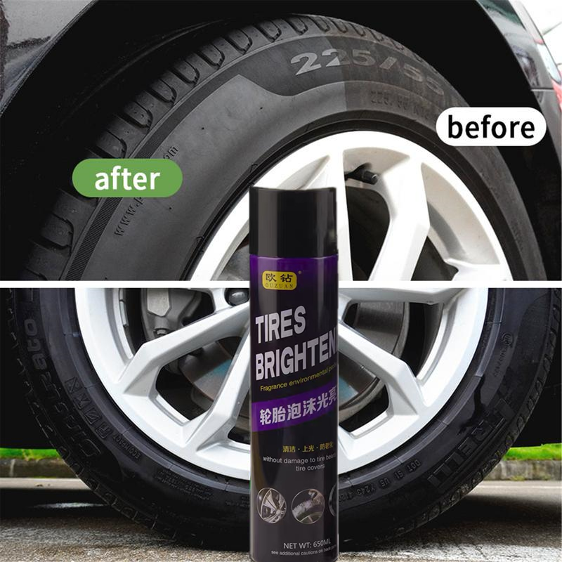 Tire Foam Cleaner 650ml Black Tire Wax Lotion High Gloss Spray Cleaner 