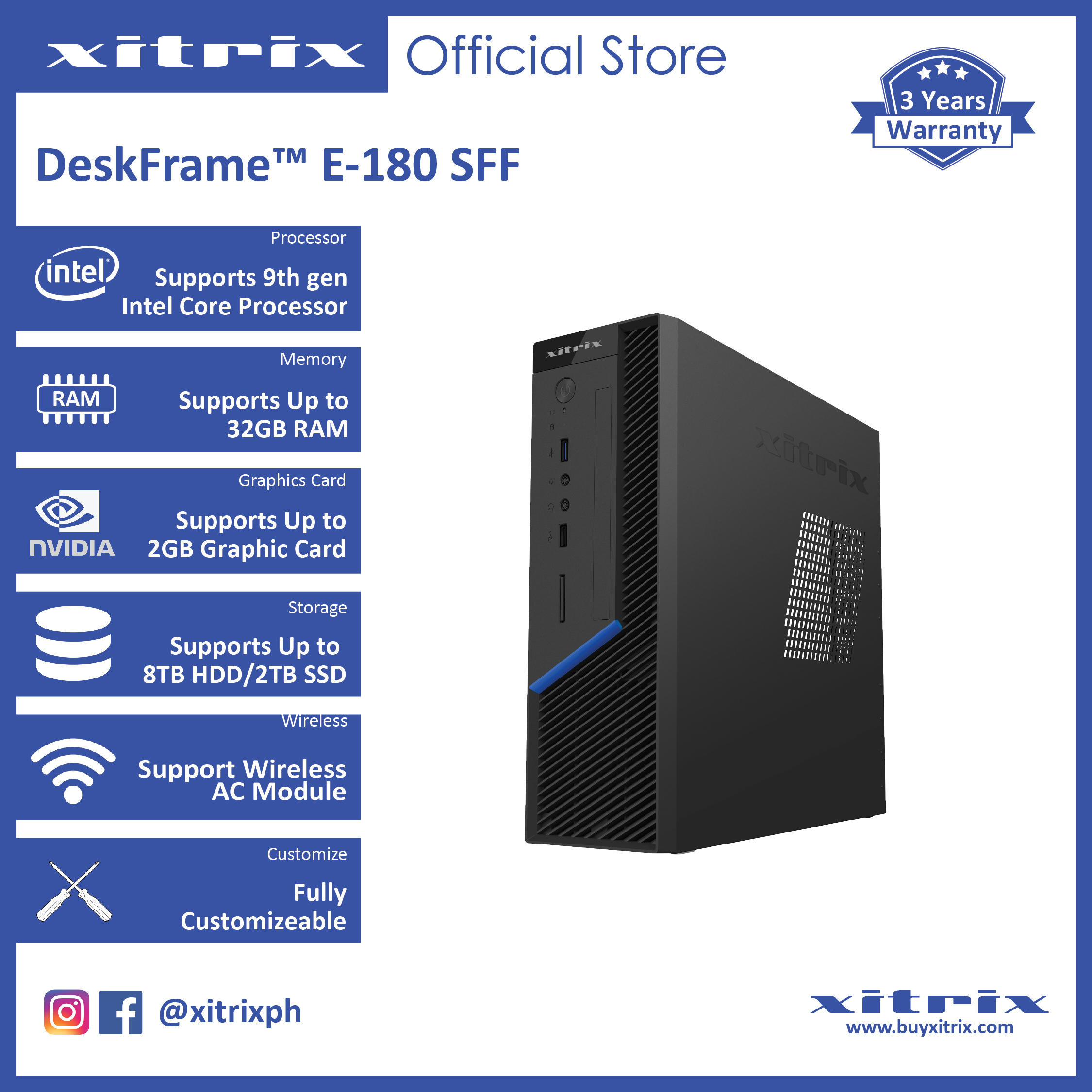 Xitrix Computer Xitrix DeskFrame E-180 ( Core i3 and Core i5) Small Form Factor Desktop ...
