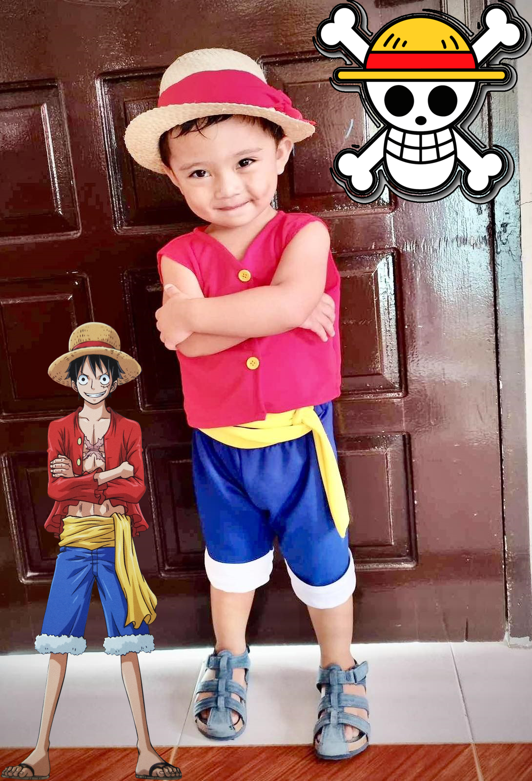 One Piece Monkey D Luffy Costume for baby and toddler up to 12 years old for Halloween and Cosplay