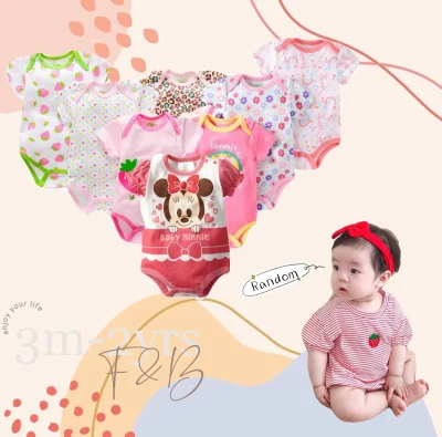 Baby Girl Cute Bodysuit Onesie Cotton Infant Jumper NewBorn Baby Clothes (Randomly Given)(1Pcs)