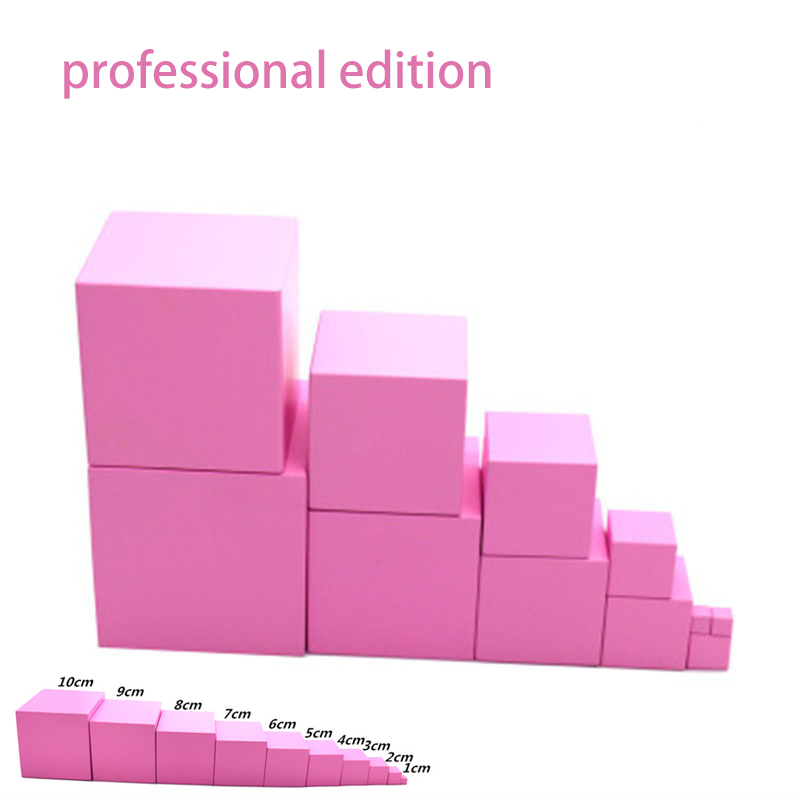 （HOT)High Quality Wooden Montessori Mathematics Toy Pink Tower Solid ...