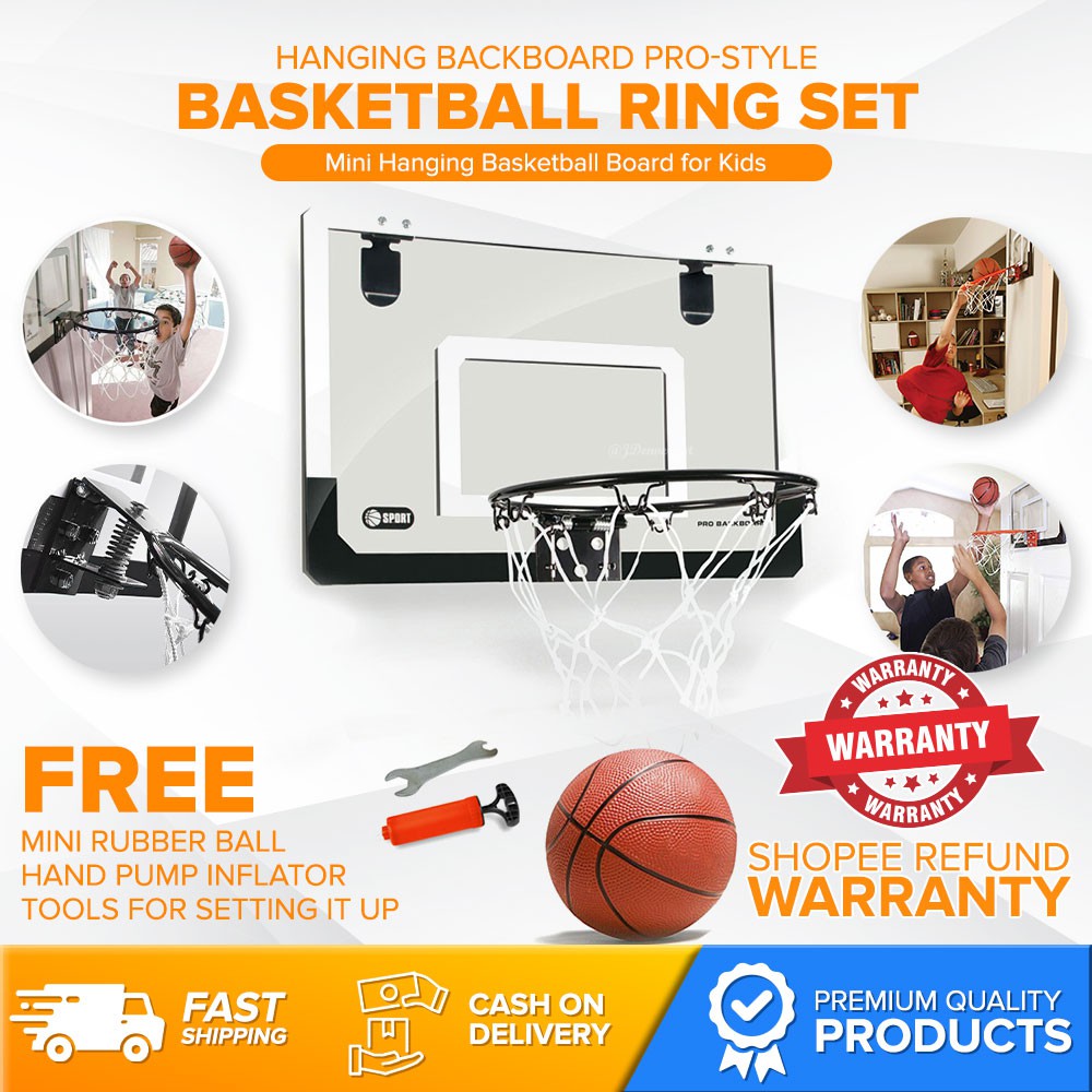 【READY STOCK】 ♘ Basketball Ring with Board Dunk Pro Backboard 18 inch x