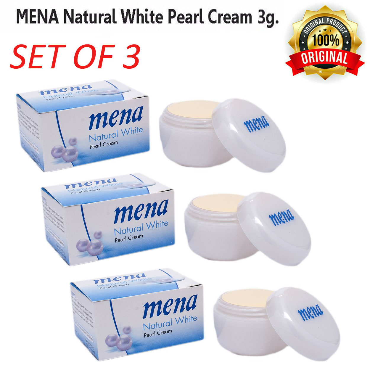 Mena Facial Cream Pearl Cream Natural White 3g each grams each White  Genuine and Original Pcs Lazada PH