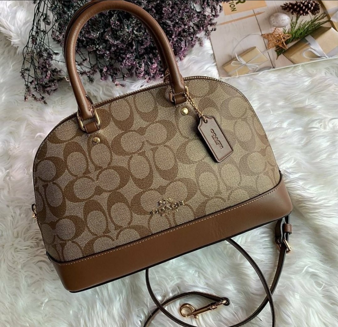 Coach F27583 Mini Sierra Satchel Dome Bag in Khaki Signature Coated