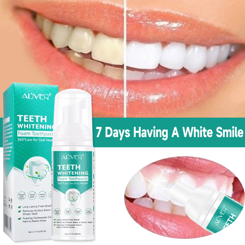 Original ALIVER Teeth Whitening Mousse Toothpaste 60ML Teeth Whitening