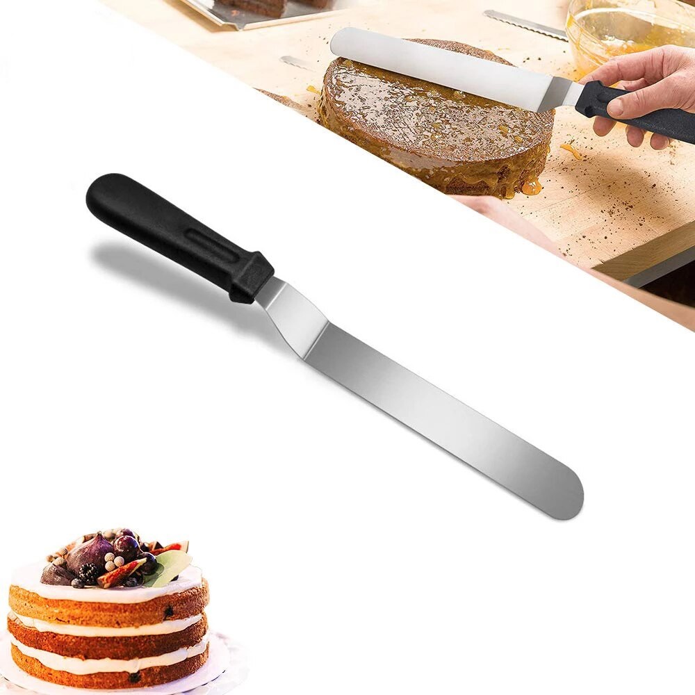 Combo of Stainless Steel Cake Palette Knife {Angular}, Icing Spatula (Set  of 3) Kitchen Tool Sets