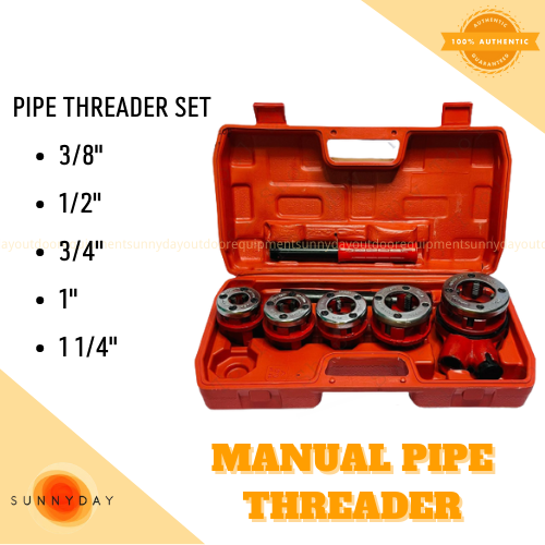 Manual Pipe Threader Ratchet Die Stock 3/8" TO 11/4" Heavy Duty