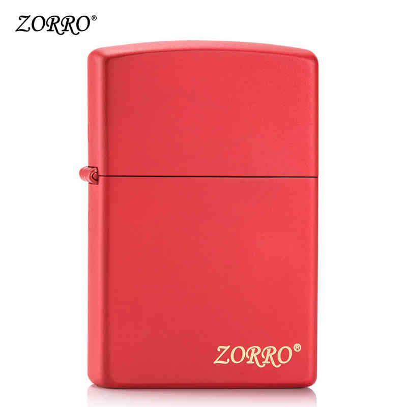 Zorro Kerosene Lighter Windproof Red Matte Vintage Grinding Wheel Pure