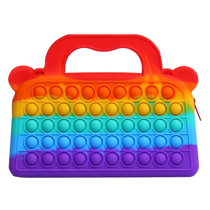 [Buy 1 take 1]Pop It Handbag for Girls Rainbow Pop It Bag Kids Bubble
