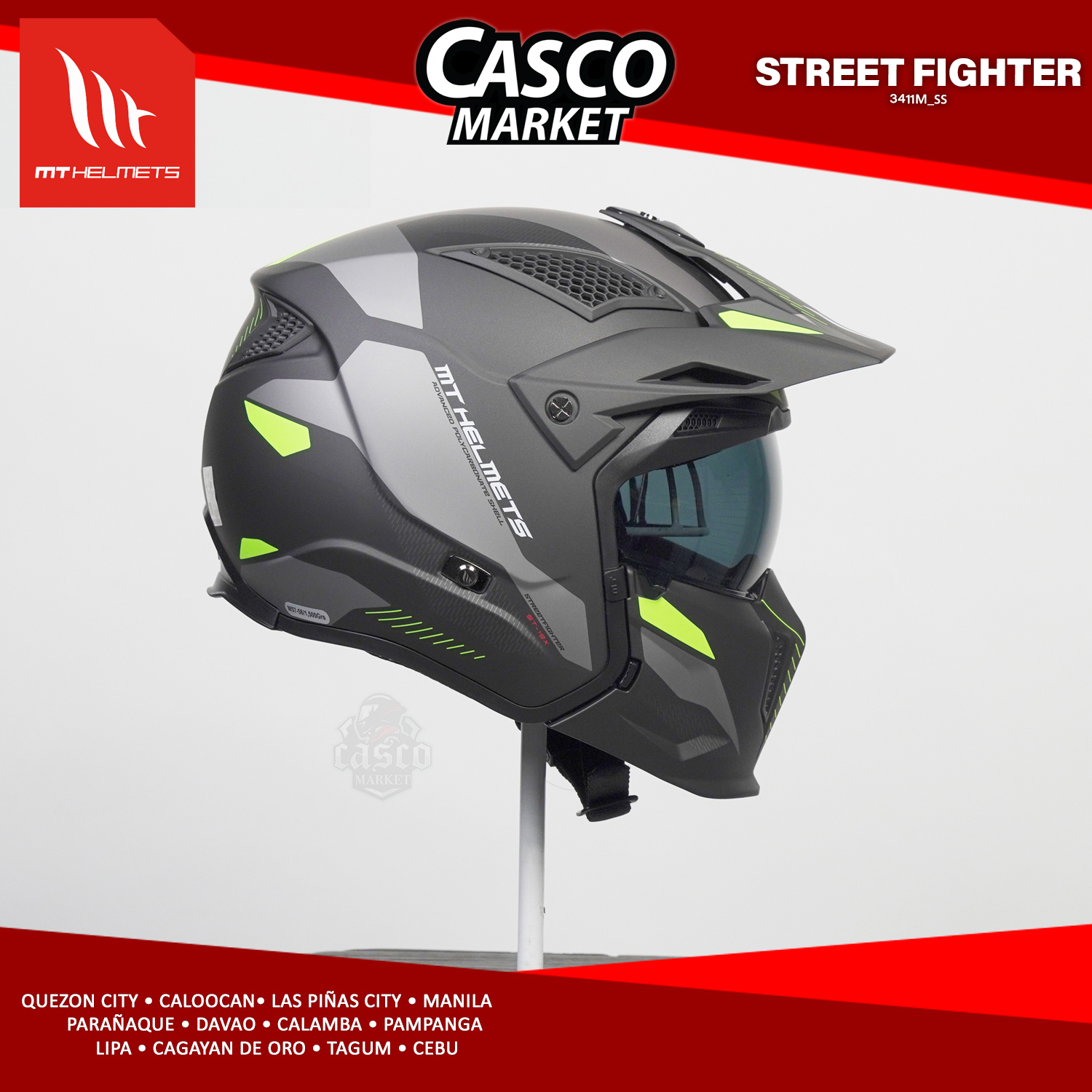 MT STREET FIGHTER ST-19X HYBRID MOTORCYCLE HELMET Large Size