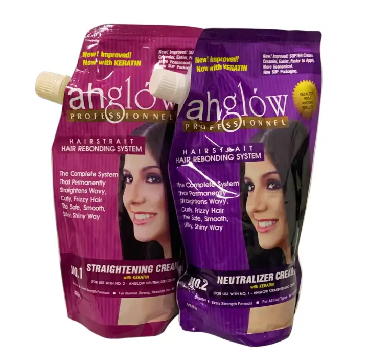 ahglow hair straightening cream and neutralizer