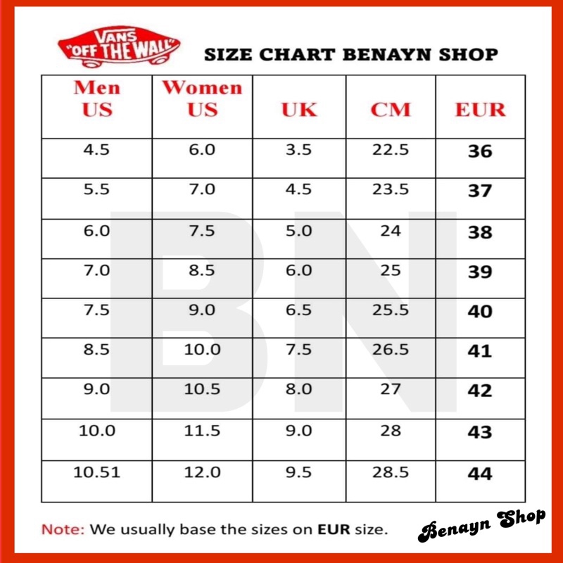 Vans sizing deals reviews