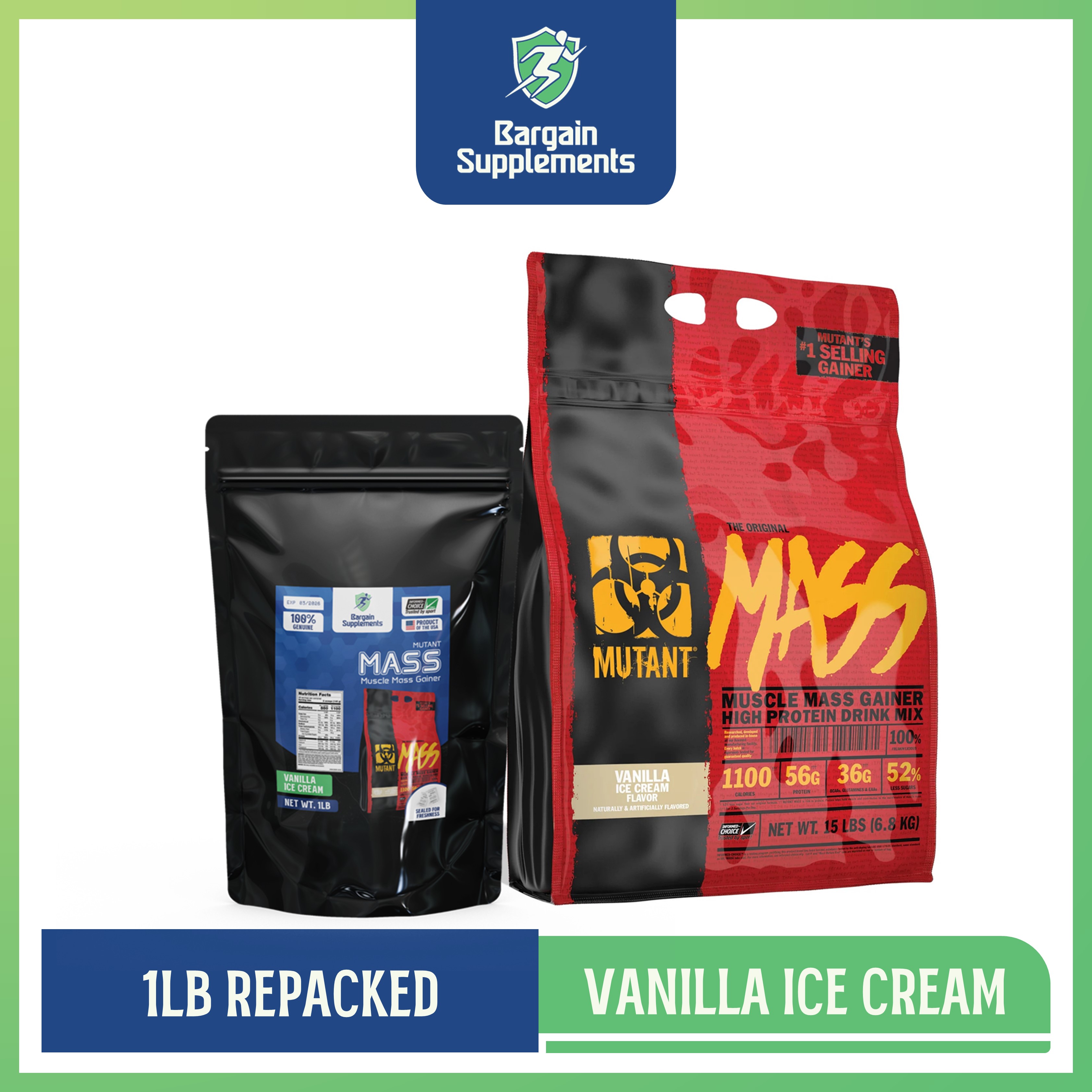 Mutant Mass Ultra Muscle Weight Gainer 1lb Repacked Mass Muscle