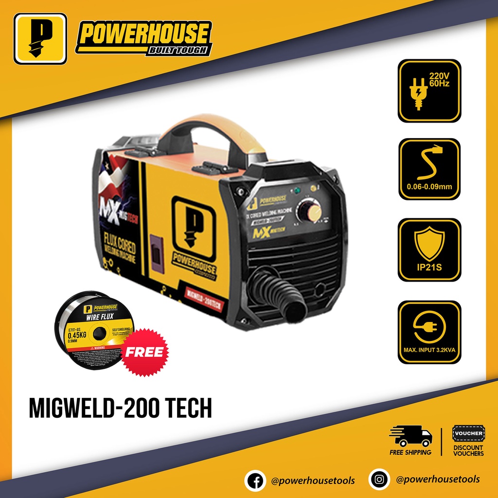 PCS ITEL POWERHOUSE MIGWELD 200A / 250A / 300A Gasless MIG Inverter