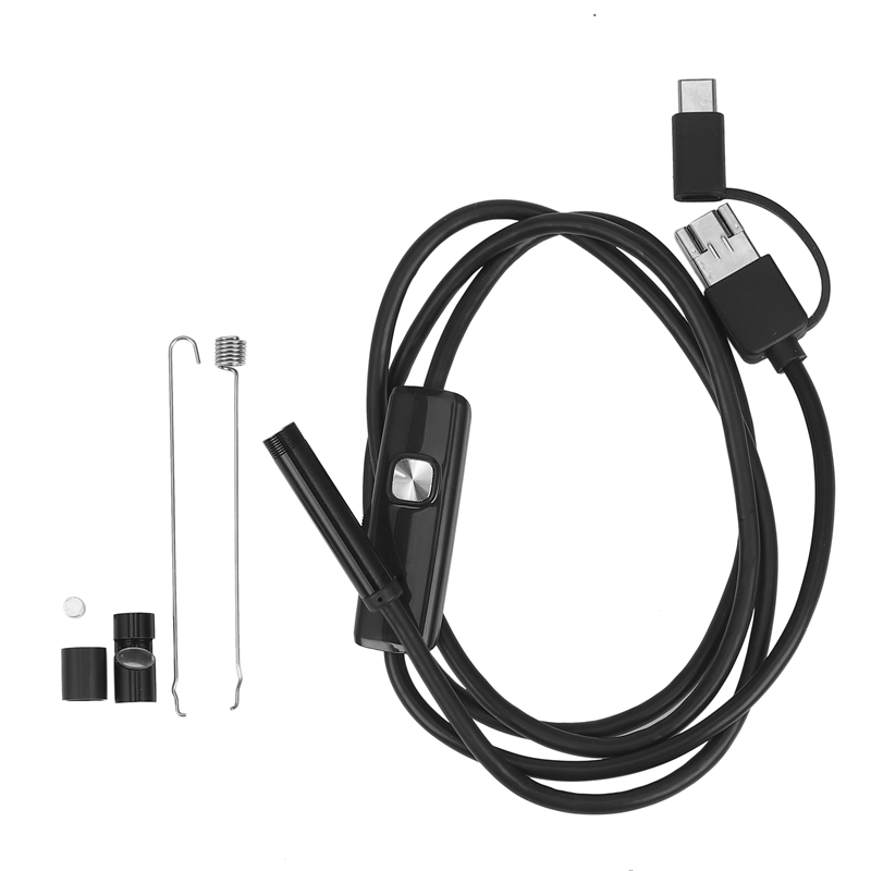 3-In-1 Industrial Endoscope Borescope Inspection Camera Built-in 6 LEDs IP67 Waterproof USB Type-C Endoscope for Android Smartphones/PC