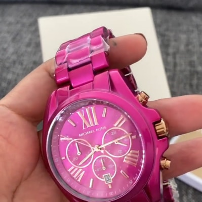 Michael Kors Stainless Steel Ladies Watch - MK6719 Oversize Bradshaw  Chronograph Pink Dial Fixed Bezel Pink Bracelet Watch | Lazada PH