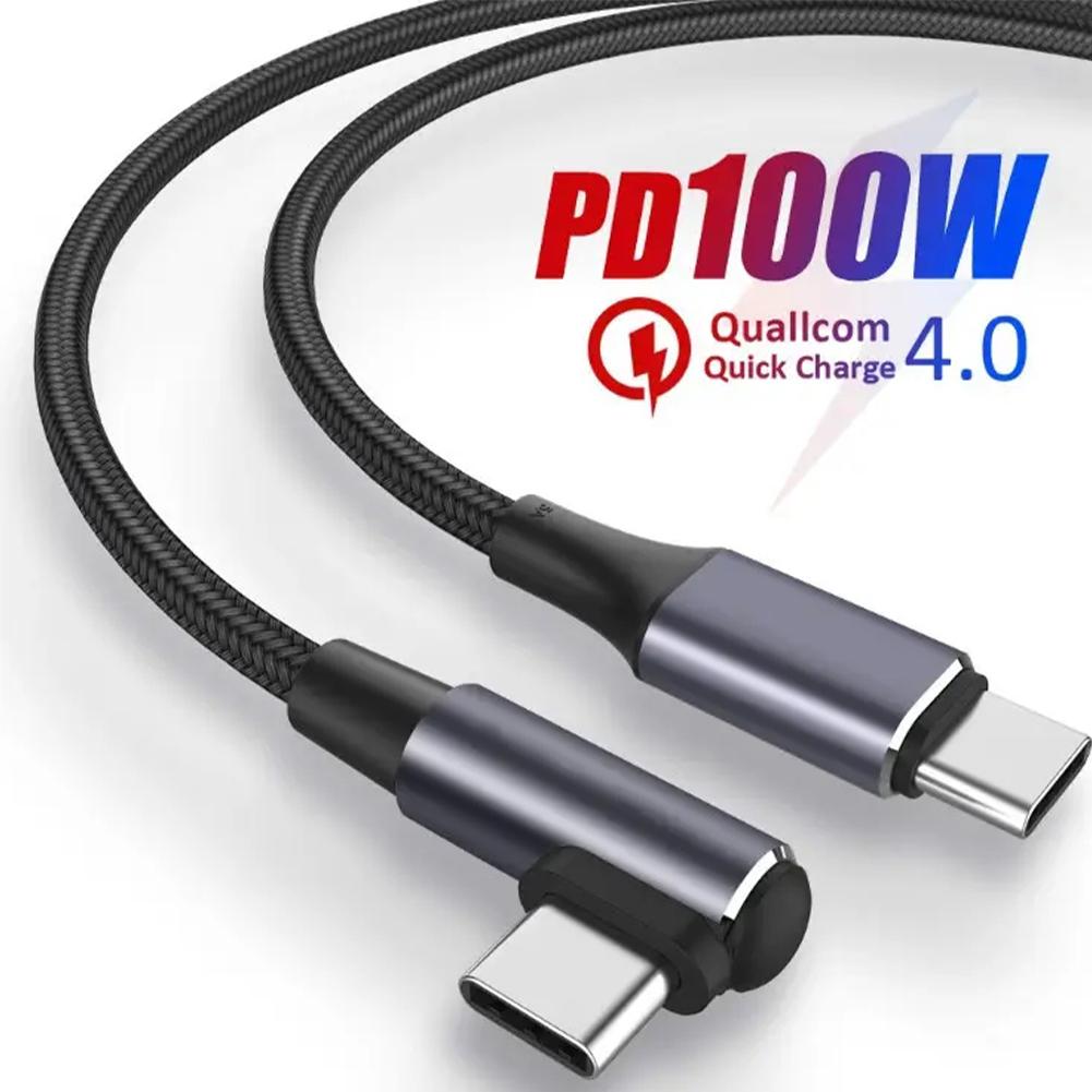 ,PD 100W USB Type-C Cable Elbow Fast Charging Cable Braid Data Cable Nylon Q2S7