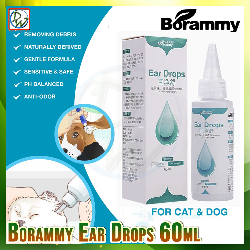 Borammy Ear Drops 60ml Cat Dog Mites Odor Removal Ear Drops Infection 