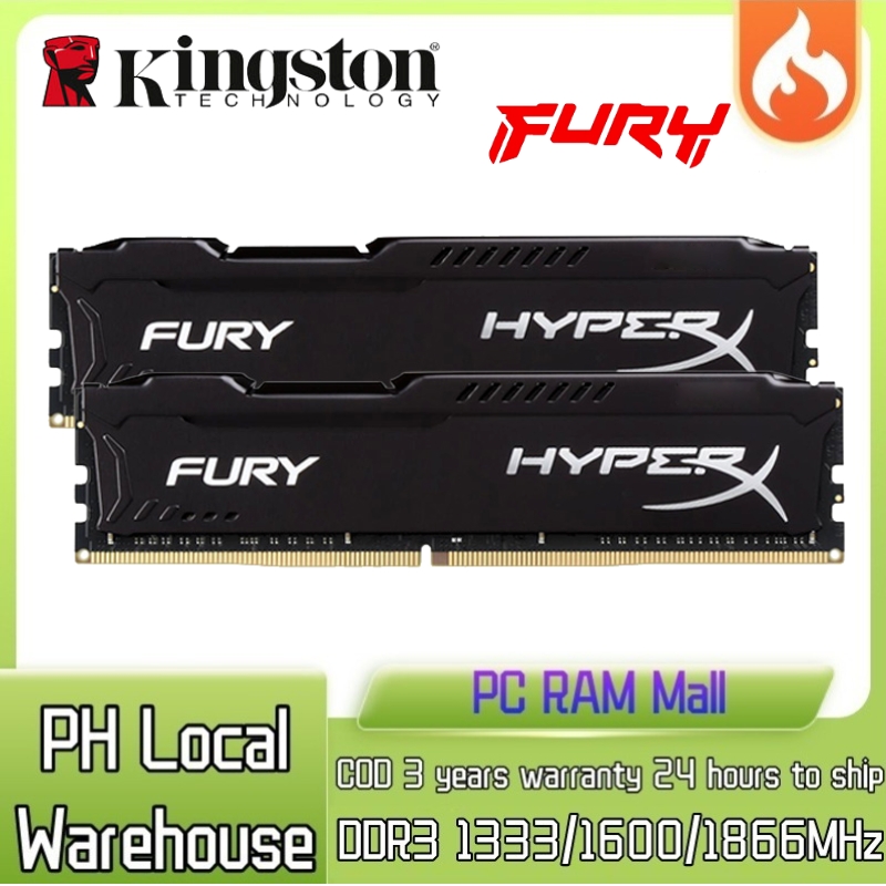 【Three year warranty】Kingston HyperX FURY RAM 4GB 8GB DDR3 1333/1600MHz 1.5V 240 Pins DIMM