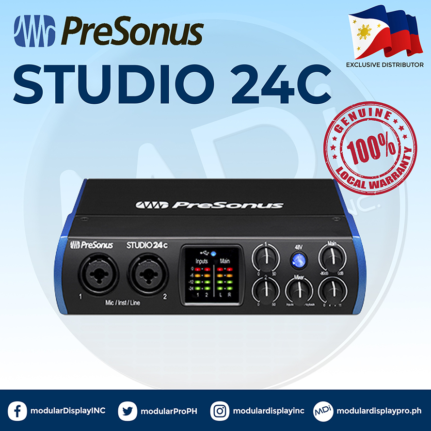 PreSonus Studio 24c USB-C Audio Interface 2-in/2-out USB-C Audio