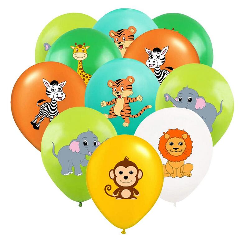 12 Safari Animal Printed Latex Balloons Decoration Jungle Farm