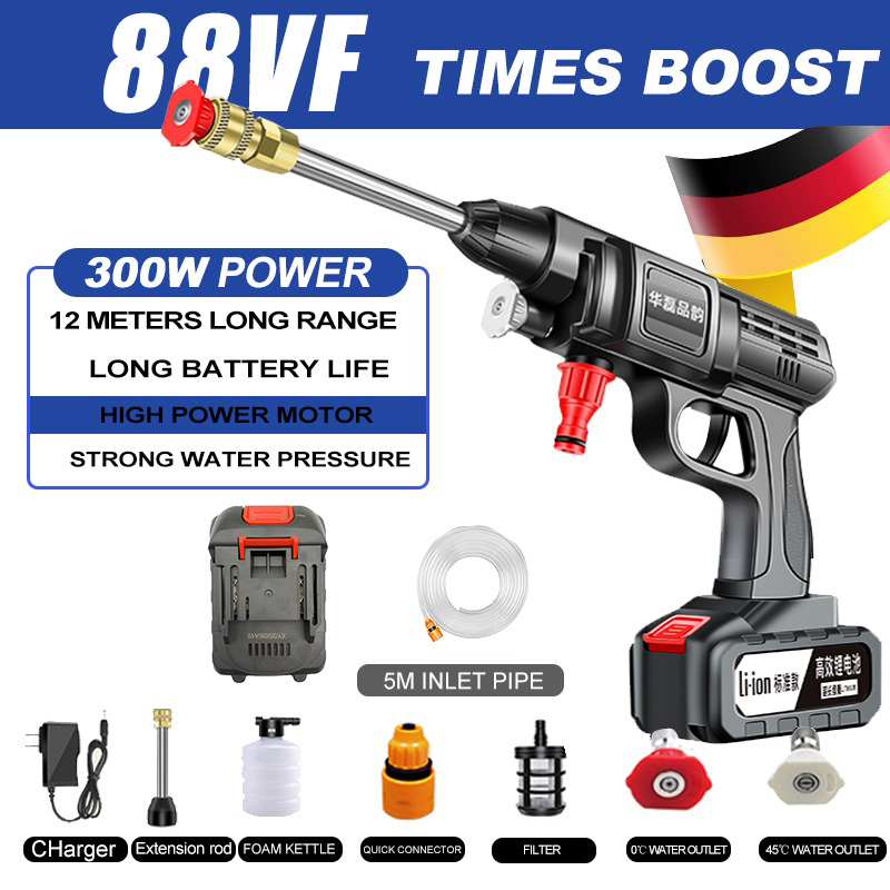 88vf 300w Portable High Pressure Washer Machine 50bar Cordless Washer